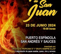Hoguera de San Juan en el Puerto Espíndola en San Andrés y Sauces