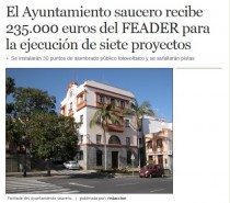 El Ayuntamiento Saucero recibe 235.000 Euros del FEADER para la ejecución de siete proyectos