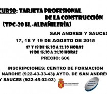 Curso Tarjeta Profesional de la Construcción (TPC 20 H. Albañileria).