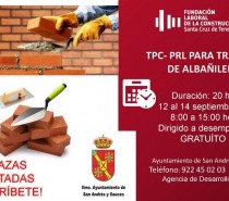 Curso TPC-PRL para Trabajos de Albañileria. GRATUITO a Desempleados