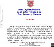 ANUNCIO. Corte margen Izquierdo LP-1 Obras “Conexión del Camino El Morro con la Carretera General LP-1”