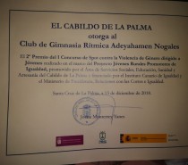 Club de Gimnasia Rítmica Adeyahamen Nogales obtiene el 2º Premio del I Concurso de Spot contra la Violencia de Género del Cabildo de La Palma
