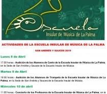 Actividades de la Escuela Insular de Música de La Palma. San Andrés y Sauces 2019