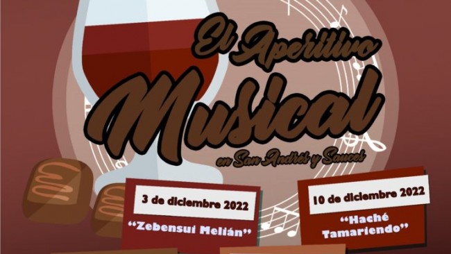 Los Sábados Tómate el Aperitivo Musical en San Andrés y Sauces DICIEMBRE 2022