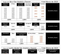 Horario de Guaguas para el Entierro de la Sardina en San Andrés y Sauces 2023