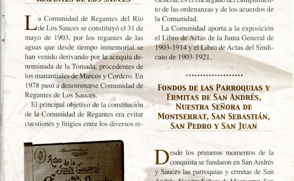21. Programa de la Exposición Documental y Fotográfica de San Andrés y Sauces, organizada en 1999