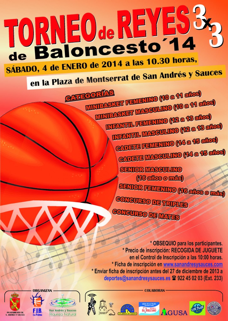 Cartel Torneo de Reyes 3×3 de Baloncesto San Andrés y Sauces